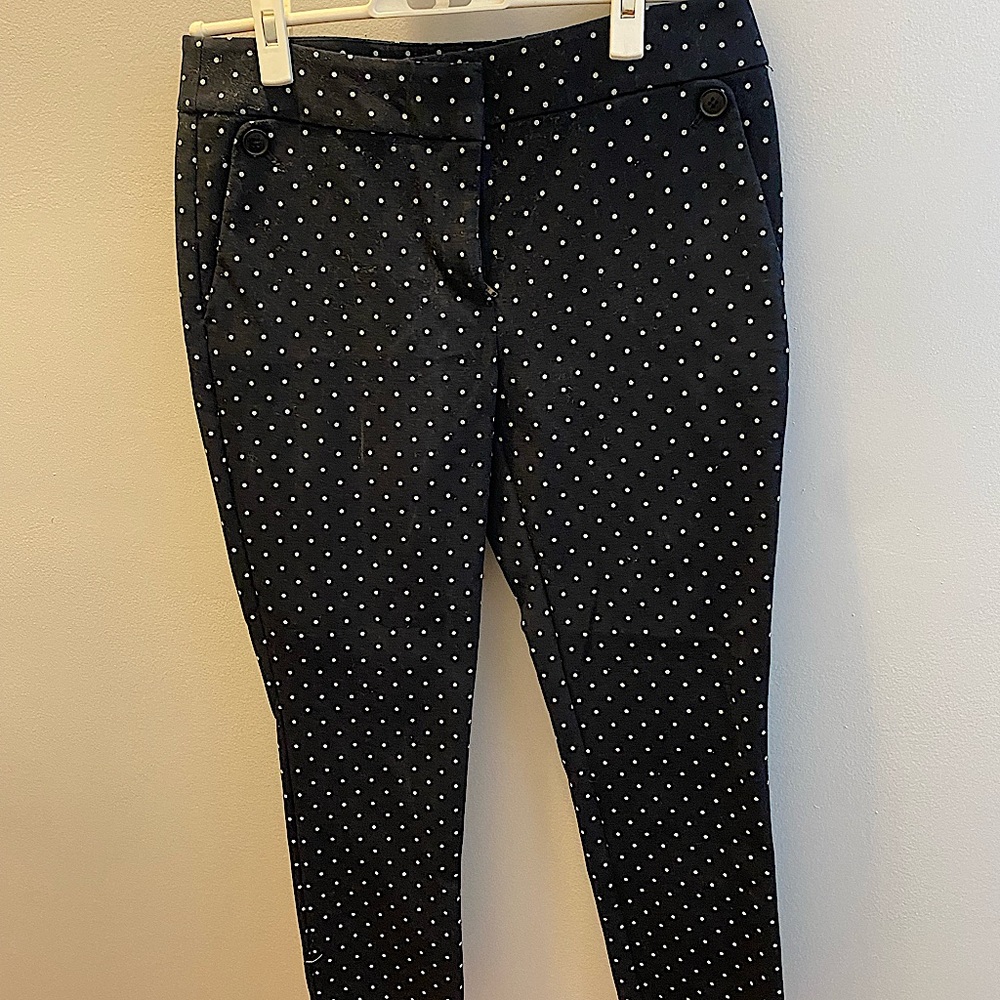 Black and White Polka Dot Marisa Fit Chinos | Loft | 6Petite | Worn Lightly